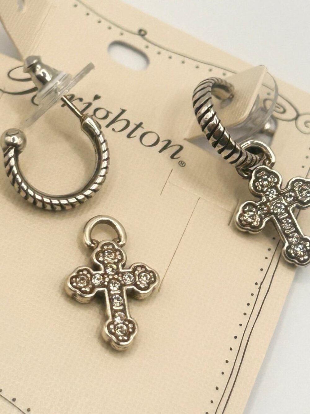 Brighton cross paved reversible earrings wear 3 ways NWoutlet tag